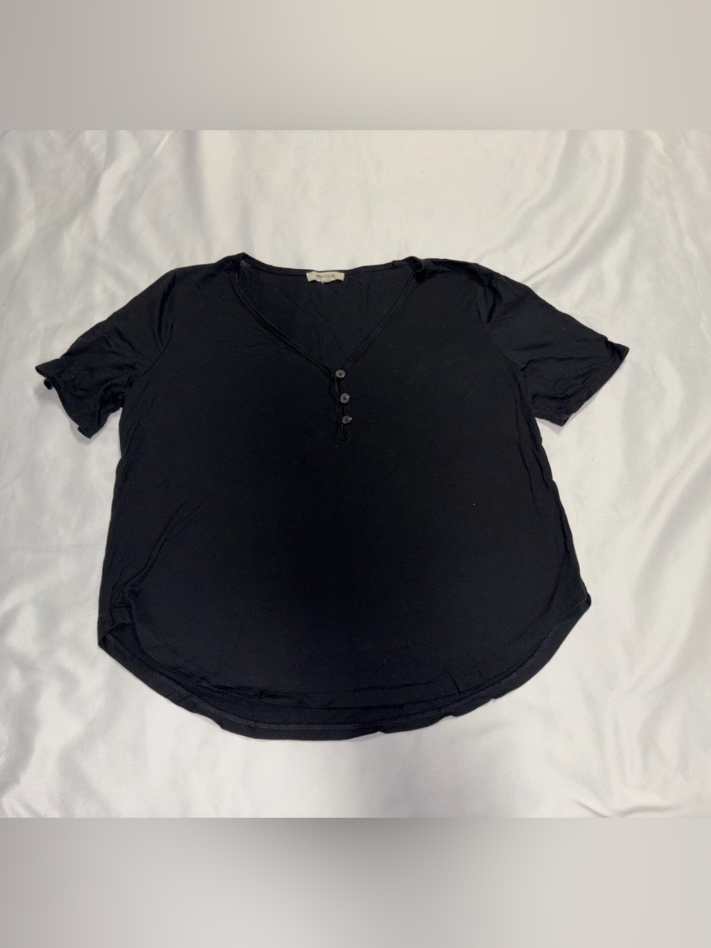 Madewell Black Short-Sleeve Henley Tee